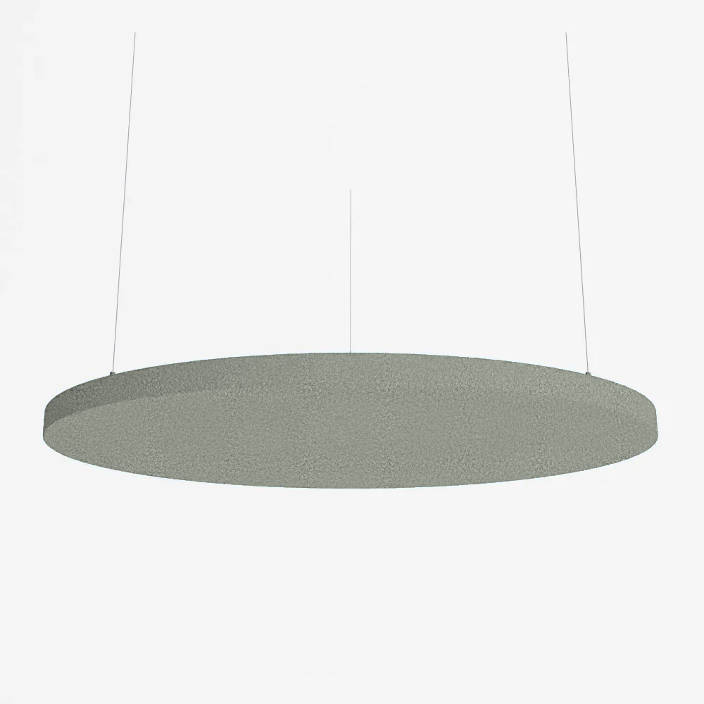 SilentSpace Raft Circle acoustic ceiling baffle in soft grey felt