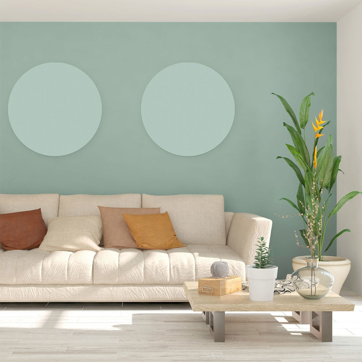 Ecophon Akusto One Circle acoustic wall panels in office