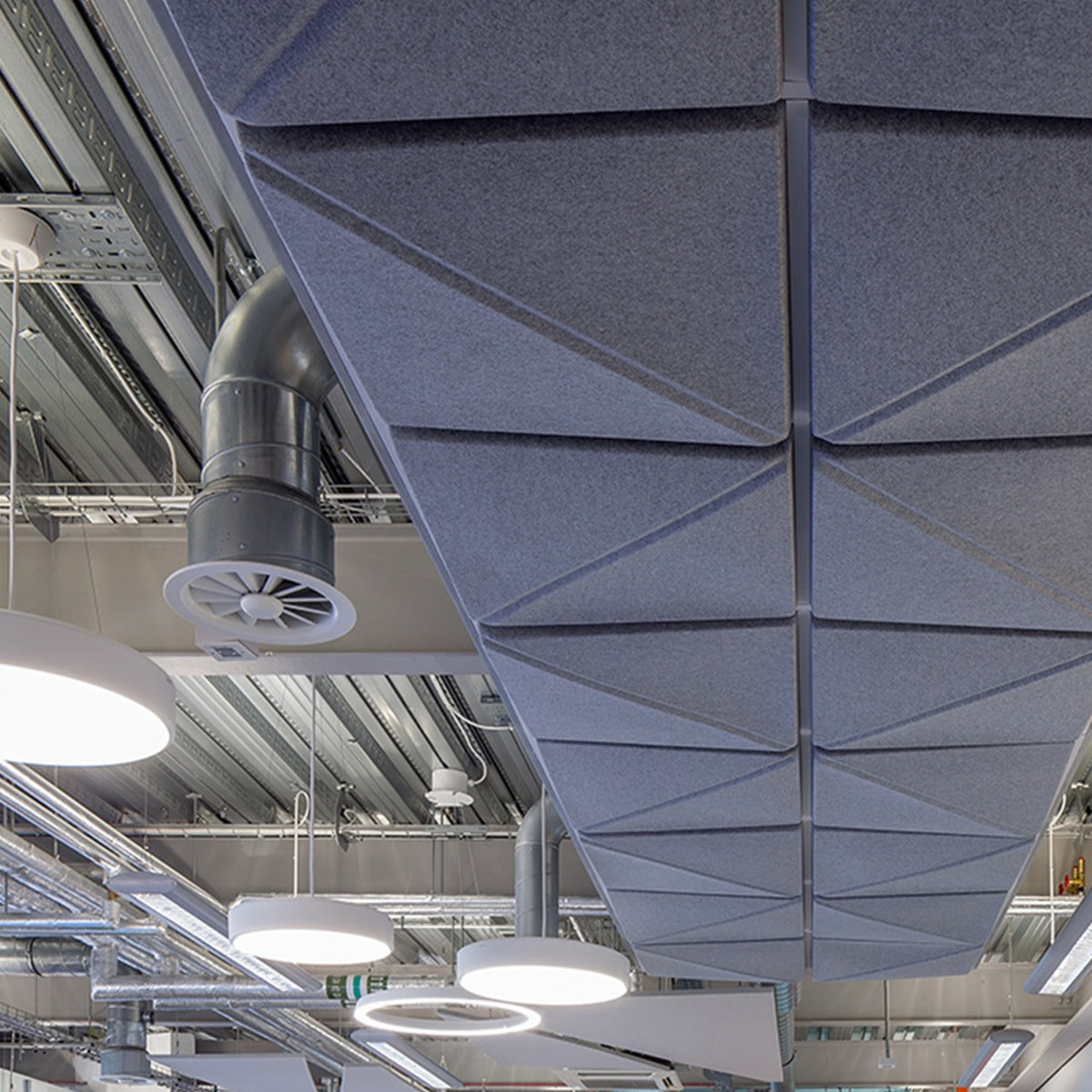 Autex 3D ceiling tiles in a commercial interior