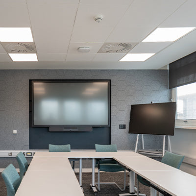 Acoustic panels in a school classroom