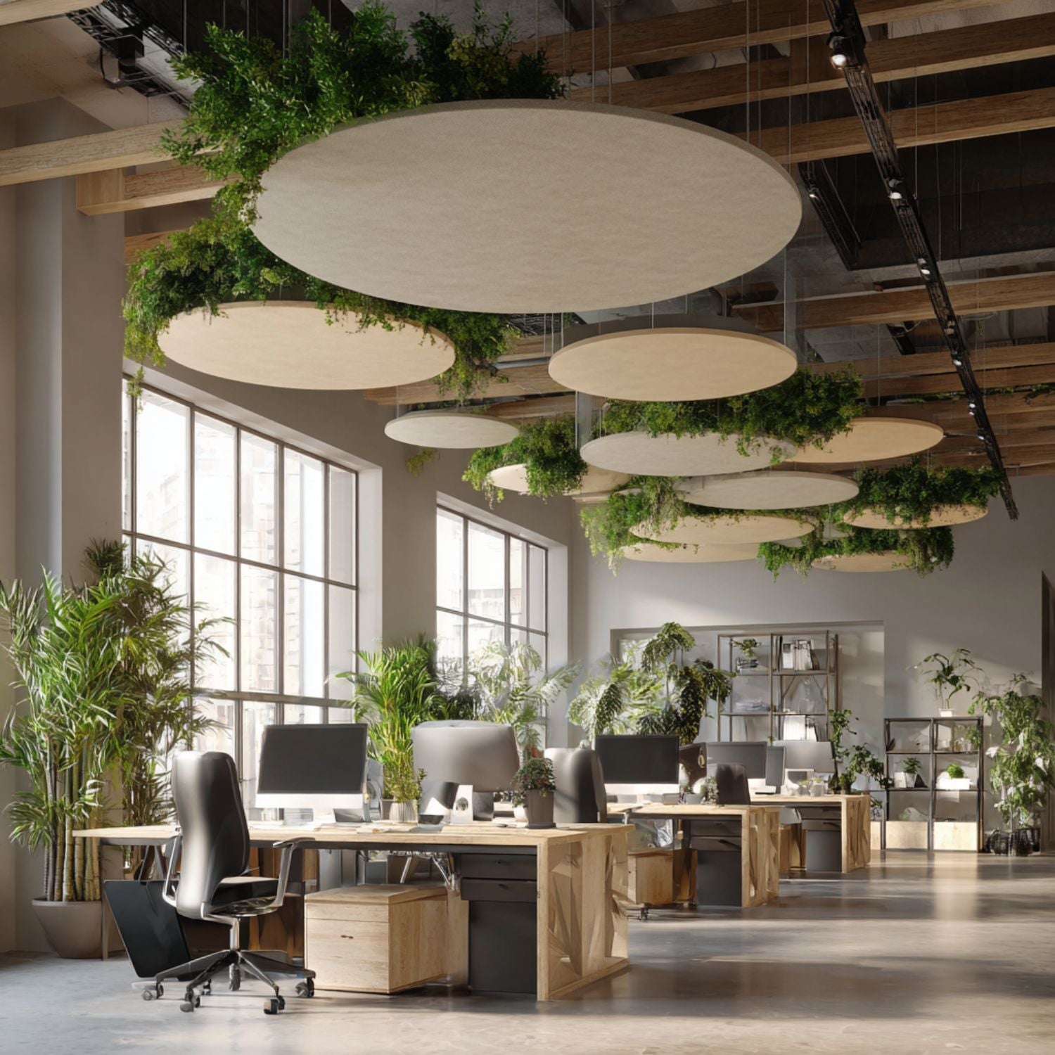 Circle Fabric Wrapped Acoustic Ceiling Panel