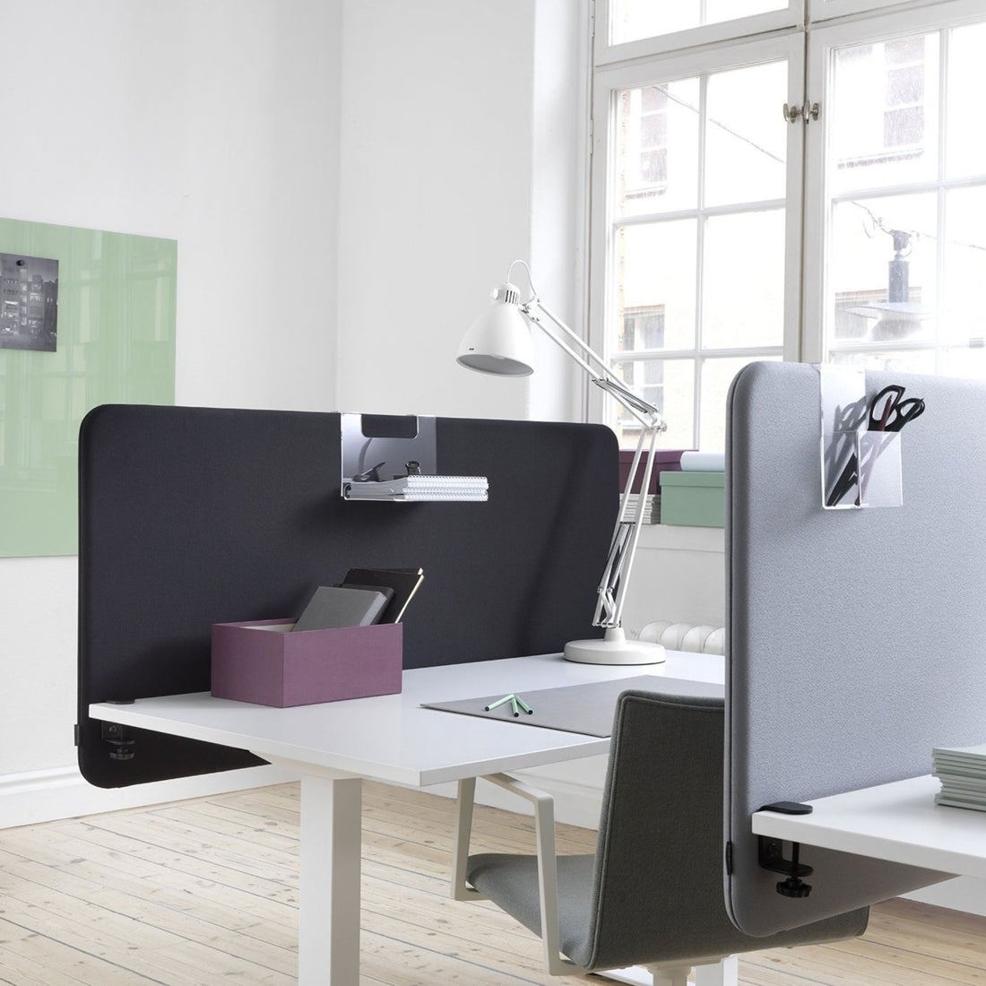 Abstracta Softline 30 Desk Screen - Clamp Set Included