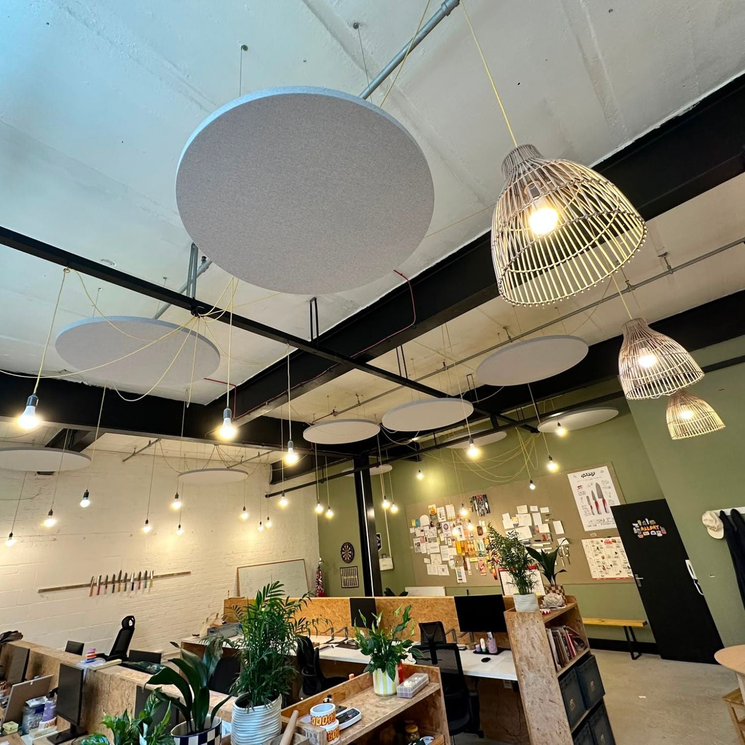 Circle Fabric Wrapped Acoustic Ceiling Panels - SilentSpace - Multiple Sizes