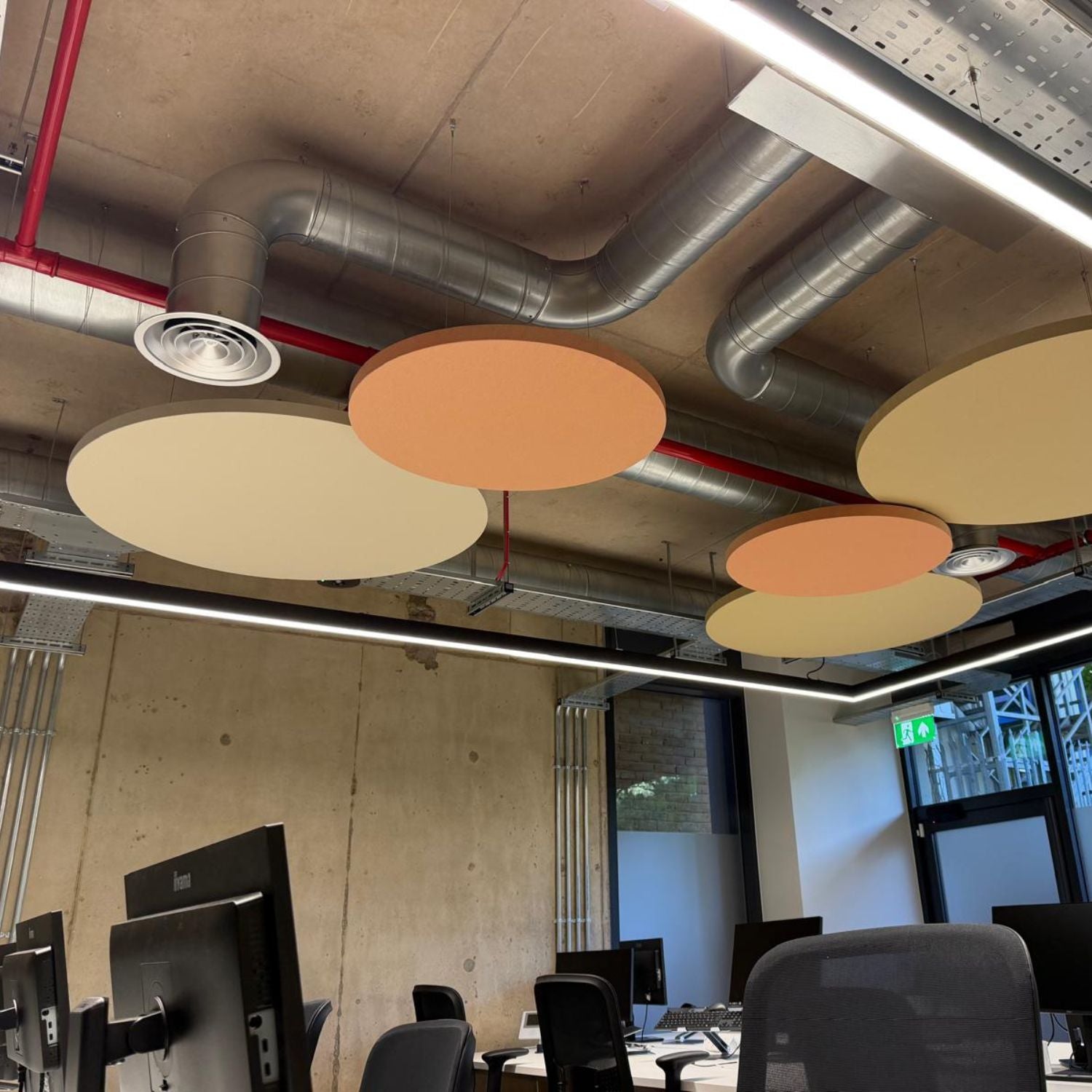 Circle Fabric Wrapped Acoustic Ceiling Panels - SilentSpace - Multiple Sizes