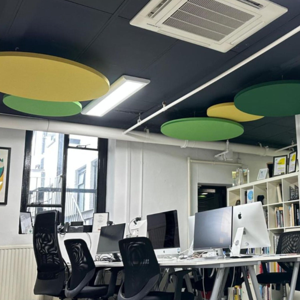 Circle Fabric Wrapped Acoustic Ceiling Panels - SilentSpace - Multiple Sizes