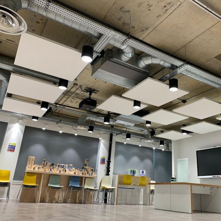 Ecophon ‘Solo’ Square Kit– Acoustic Ceiling Rafts – 1200 x 1200mm. White Frost.