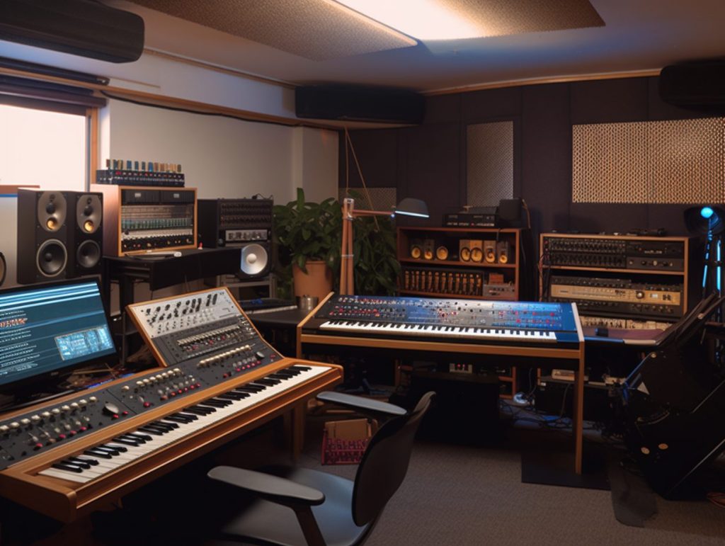 studio with fabric panels