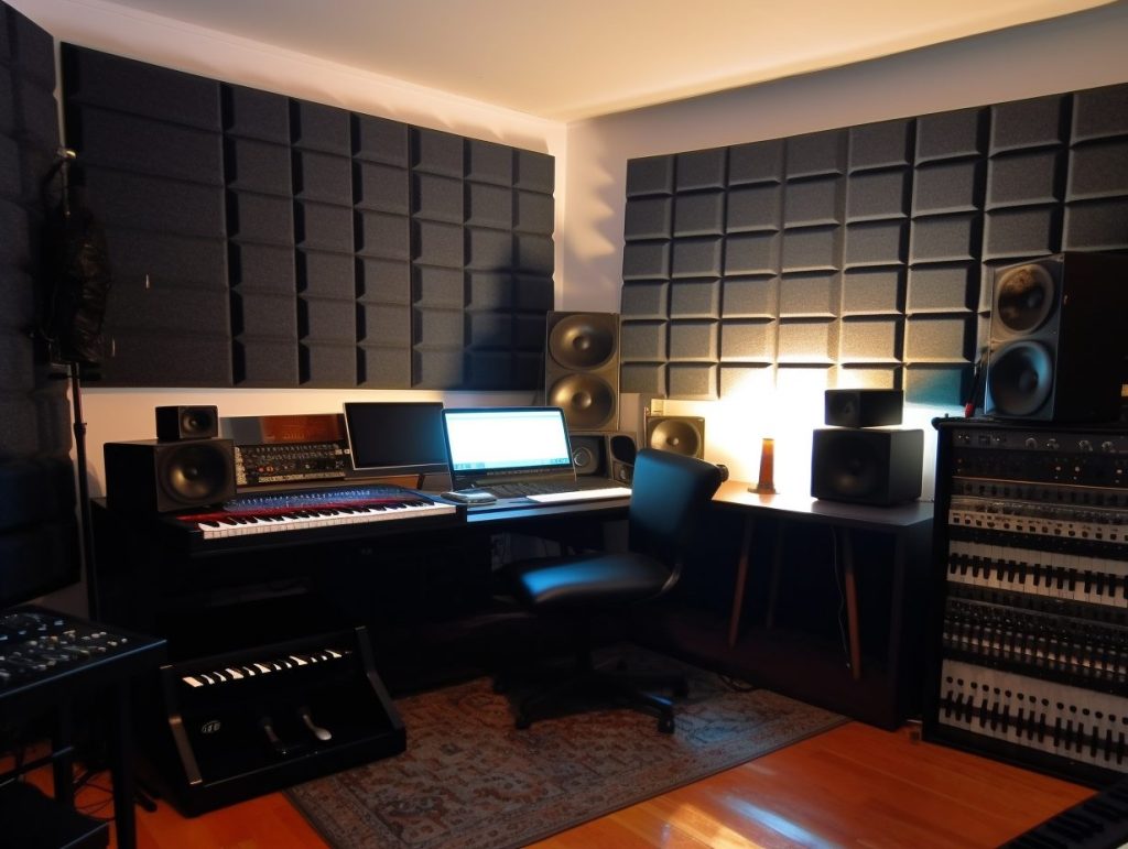 studio with acoustic wall panels installed 